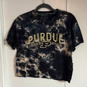 Purdue Women's Tie-Dye Crop Top - Black and Gold